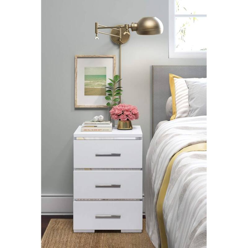 Belmont Fully Assembled Nightstand Modern Mirrored Accent 15.4"D x 17.8